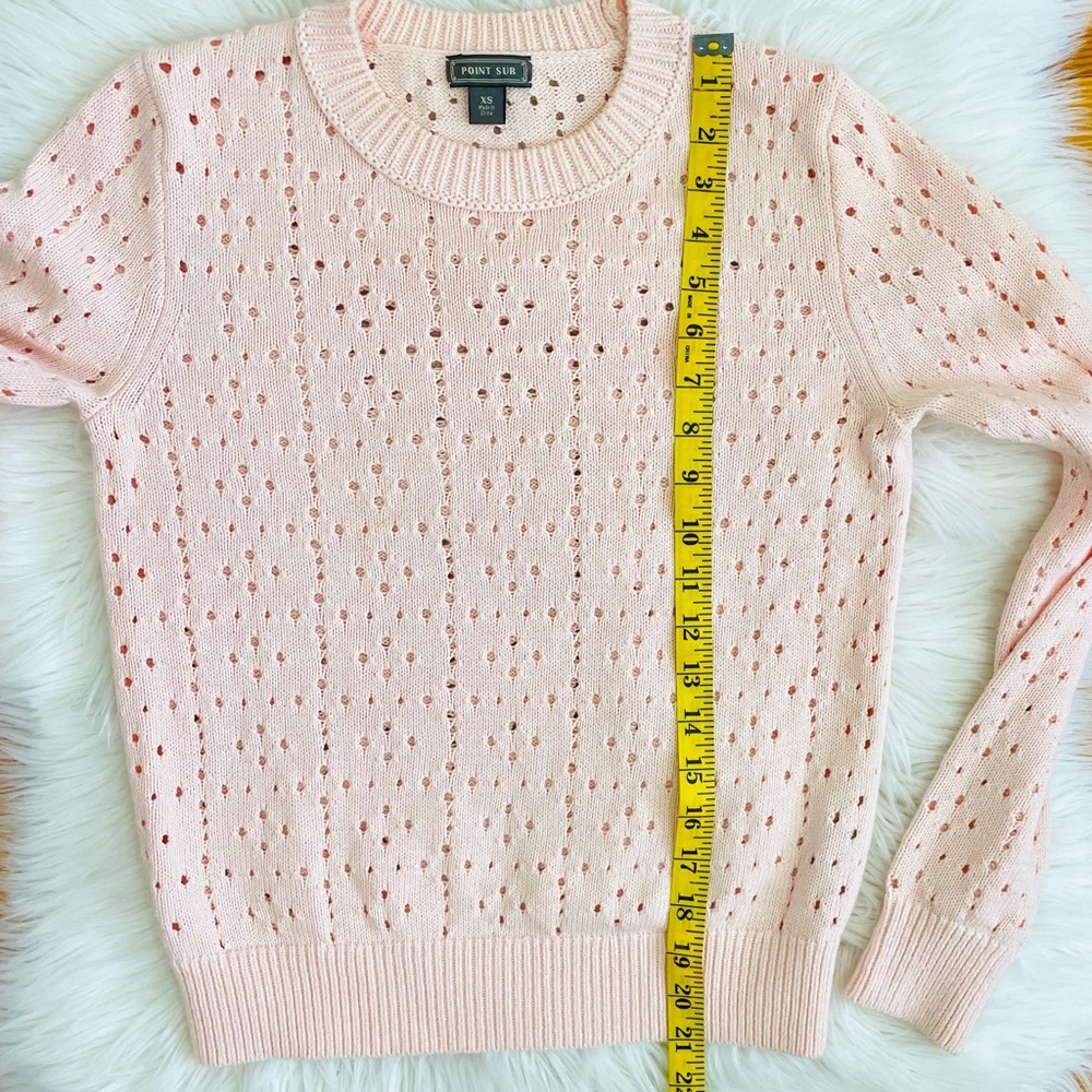 J. Crew Light Pink Eyelet Crewneck Sweater - Picture 8 of 10